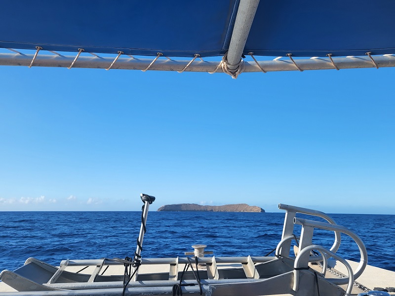 View of Molokini crater on the boat.